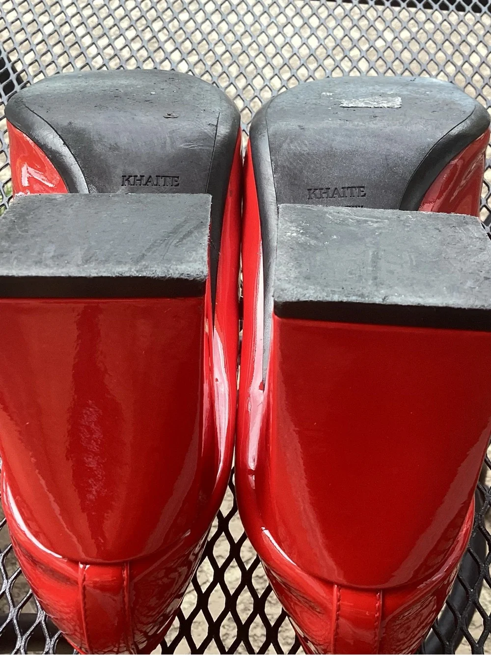 KHAITE Red Patent Mary Jane Heels with T-Strap